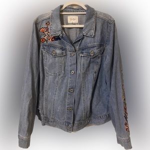 Jessica Simpson Pixie Denim Embroidered Jacket Plus Size 2X
